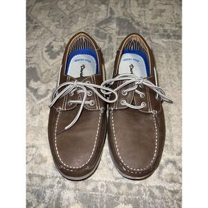 David Stone mens sz 8 Brown Boat Shoes Casual Memory Foam Lightweight Loafer
